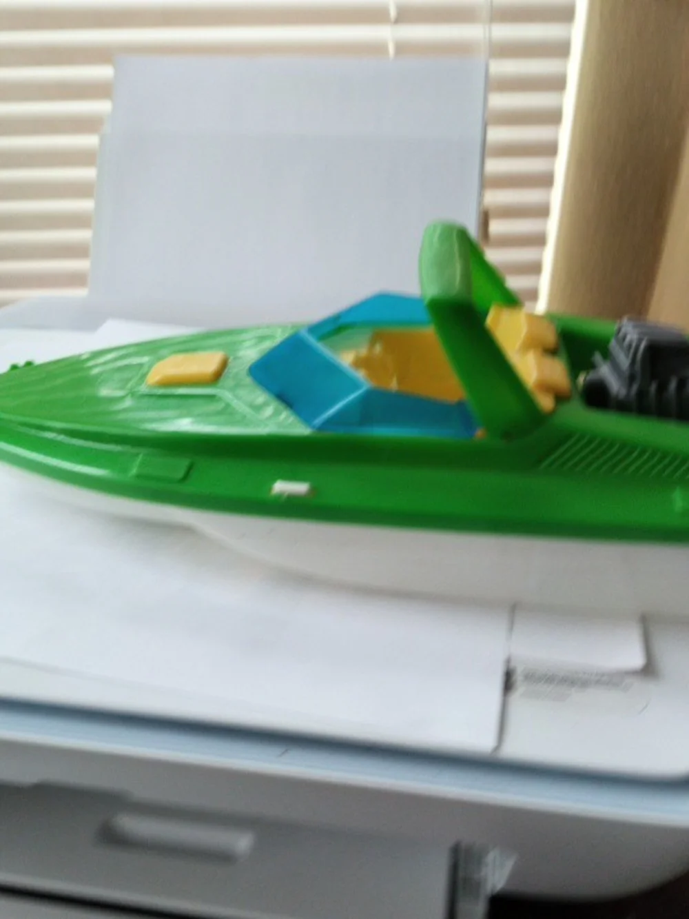 Green Kids Speed Boat Toy - Classic Ride-On Playboat 13 1/2 Long